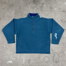 Vintage 90s Patagonia Quarter Zip Fleece Pullover Blue Size Medium Made In USA