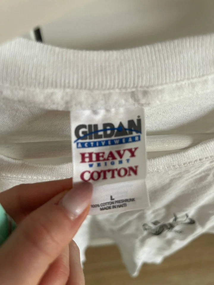 Gildan Herren T-Shirt in Weiß Gr. L Vintage - Bild 3 von 4