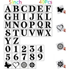 5 Inch Letter Stencils and Numbers,40 Pcs Reusable Plastic Large Alphabet Art...