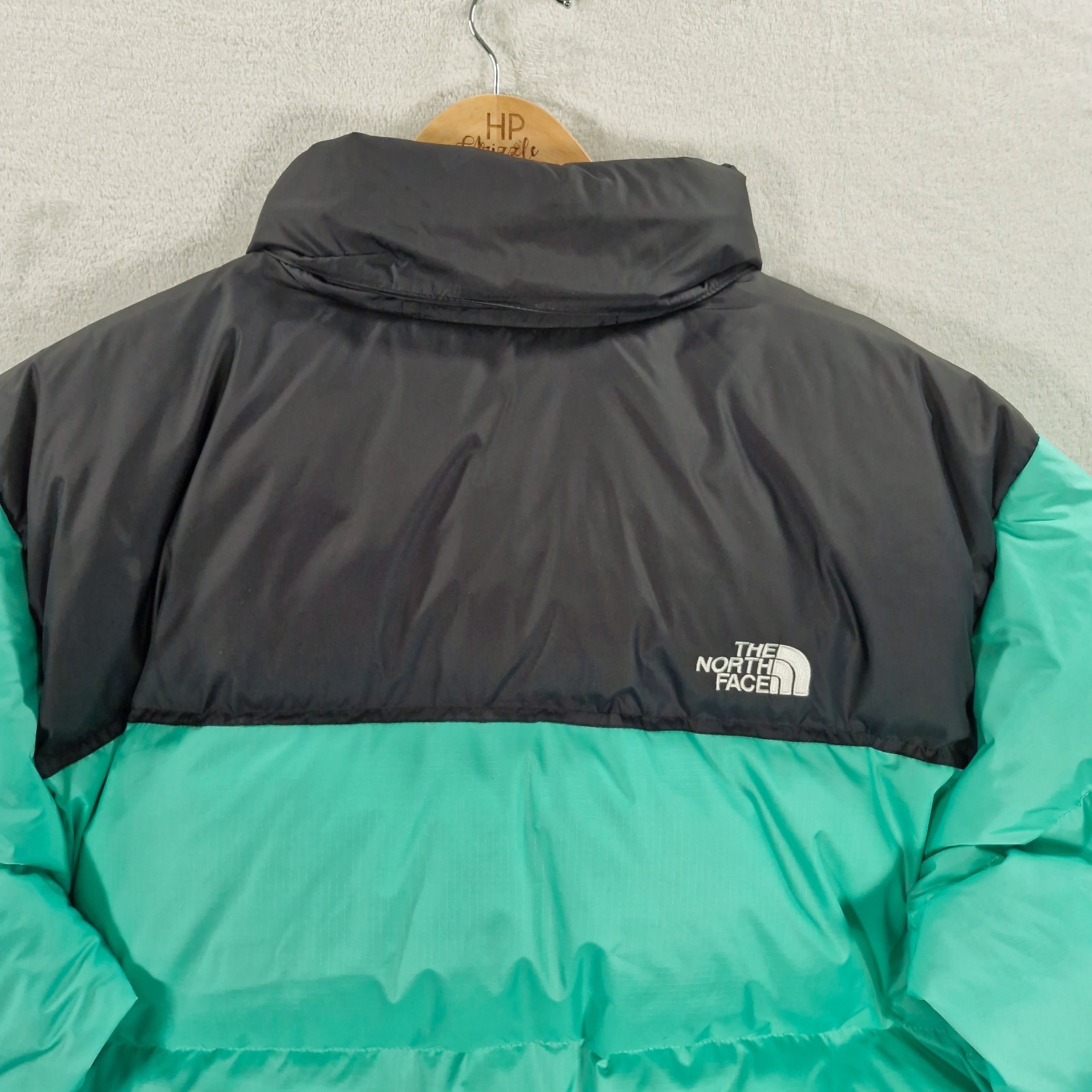 The North Face Nuptse Puffer Coat Womens XL Black Turquoise 700 1996 Retro New thumbnail 7