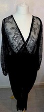 H and M Black Lace Sleeve Jumpsuit Playsuit One Piece Classy UK Size 16