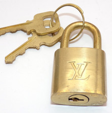 LOUIS VUITTON SIGNED Brass LOCK  KEY Bag TAG