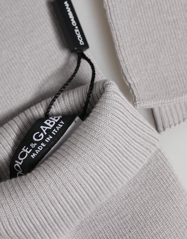 DOLCE & GABBANA Gloves Gray Virgin Wool Knitted Fingerless Men One Size 340usd - Image 4 of 4