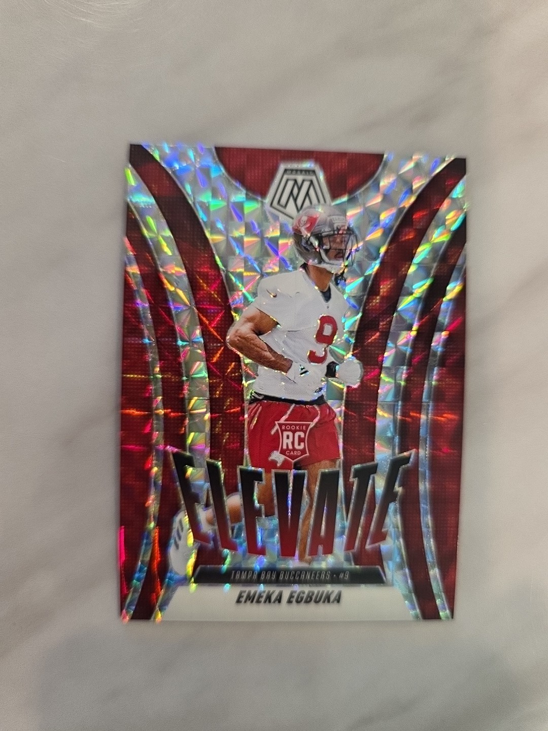 2025 Panini Mosaic Elevate Red Mosaic Prizm Emeka Egbuka #2 Rookie RC