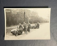 Vintage WWII Era Military Photo Soldiers Motorcycles Sidecars Original Snapshot