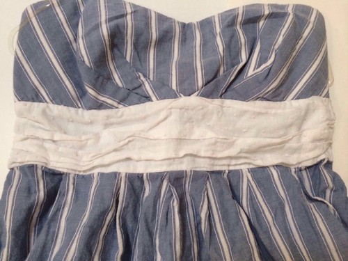 Abito senza spalline stile My Michelle Tube taglia 9 blu e bianco tulipano busto cravatta schiena  - Foto 5 di 10