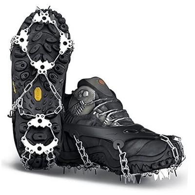 Ice Cleats, Crampons for Hiking Boots and Snow Medium Upgrade 32 Teeth Black