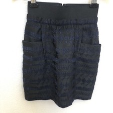 3.1 Phillip Lim Brocade Wool Blend High Waist Mini Skirt Black Blue Size 0