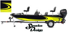 Yellow Black Swirl Graphic Abstract Decal Design Wrap Fishing Bass Boat Vinyl US