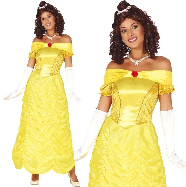 Mujer Amarillo Disfraz de Princesa Mujer Cuento de Hadas Conjunto Nuevo Fg