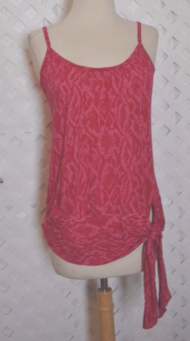 SPLENDID Women's Deep Pink PRINT JERSEY SPAGHETTI STRAP TOP W