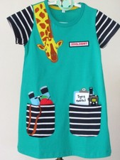 Girls Green Summer Dress Cartoon Giraffe Mini Boden Inspired Design