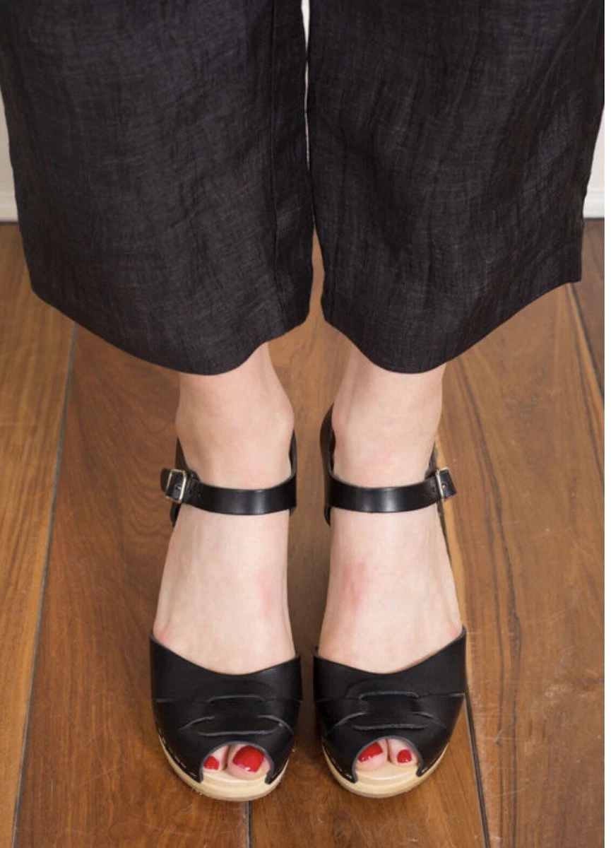 Swedish Hasbeens Peep Toe Super High Black EU39 UK 6 eBay