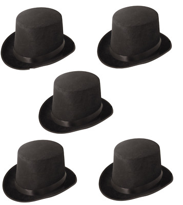 5 x schwarzer Zylinderhut Magier Ringmaster groß Erwachsene Hirsch Kostüm starre Hüte