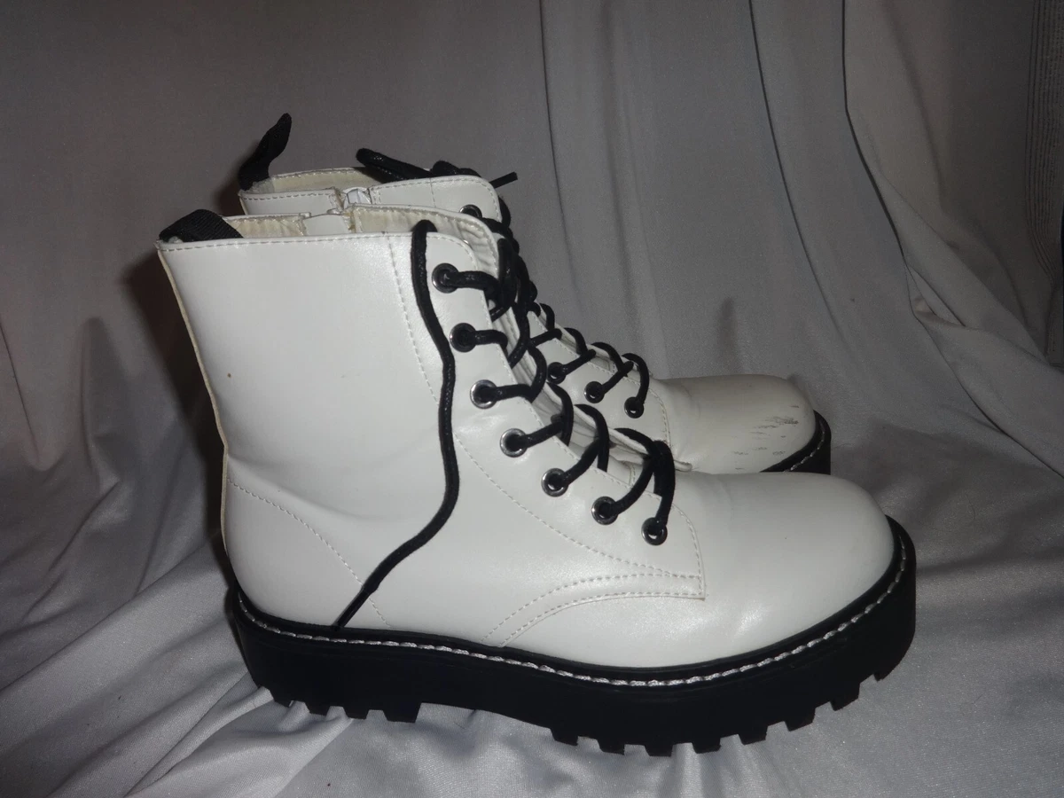 White heel combat sales boots