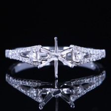 925 Sterling Silver Natural Diamond 6mm to 6.5mm Round Semi Mount Wedding Ring