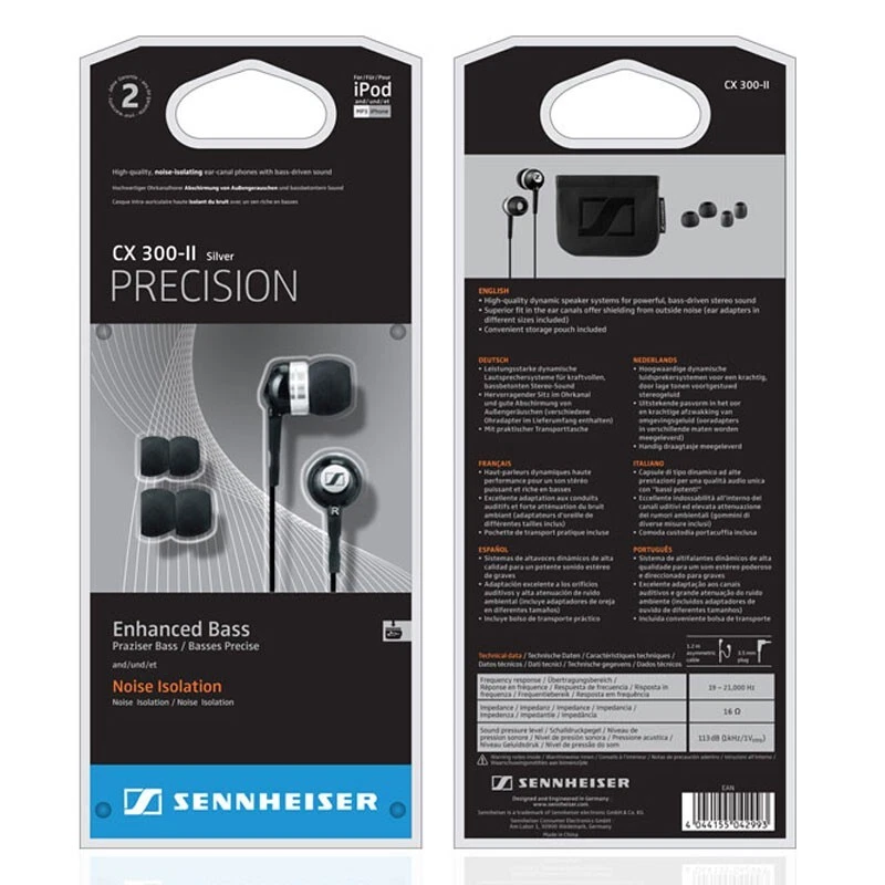 Original Sennheiser CX 300 II CX300 II In ear Dynamic Sound