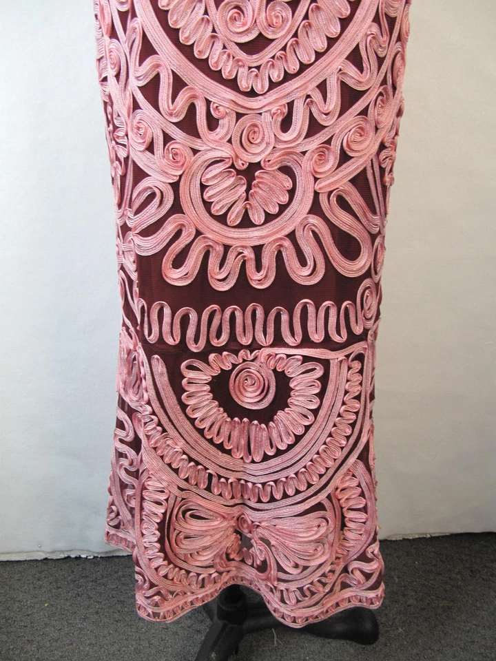 J.S. Collections Dress Soutache Embroider Sleeveless Dress Size 16 Pink/Burgundy - Image 3 of 4