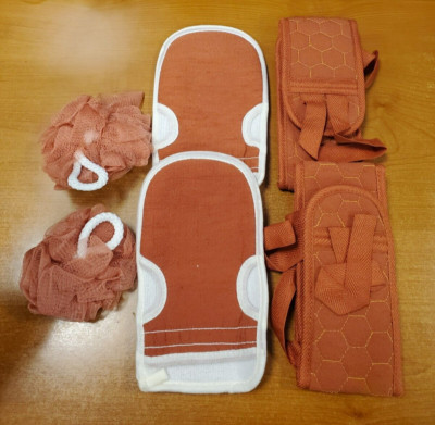 6 Piece: Exfoliating Body/Back Scrubber Set Loofah/Hand & Back Scrubber E14E