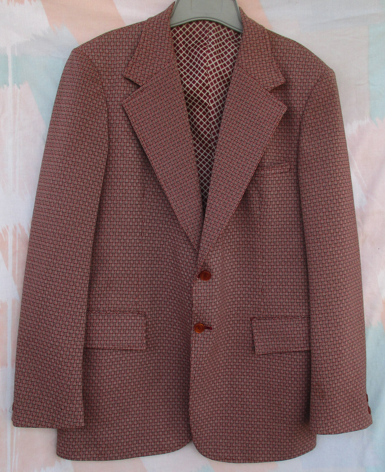 Rust Brown Houndstooth Polyester Double Knit 70s … - image 1