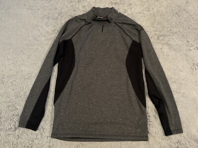 Spyder Active Long Sleeve Mock Neck Shirt Mens Small Gray Stretch Poly Spandex