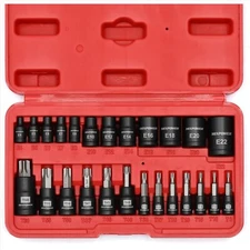 Durable Torx Bit and E-Torx Socket Set - Essential 25-Piece Mechanics Tool Kit