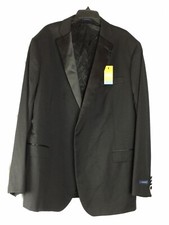 Stafford Men  s Suit Jacket Tuxedo 52L Black Super 100 Wool Classic Fit MSRP 240