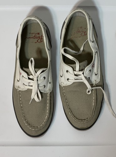WHITE CANVAS BOAT SHOES SIZE 