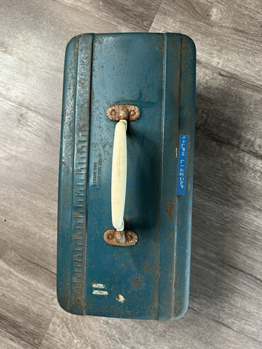 Cassetta porta attrezzi da pesca vintage anni 50 Union Chest Watertite blu metallo forniture - Foto 10 di 15