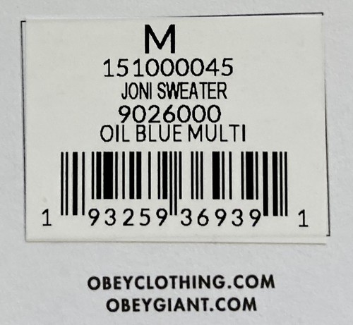 OBEY Joni Knit Sweater, Medium, Blue 