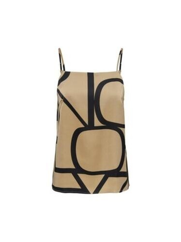 Haut Chemisier Chaps Sans Manches Taille XL – Noir/Beige Asymétrique Extensible