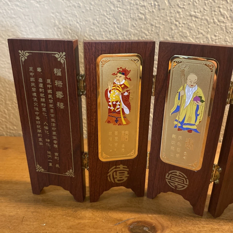 Мини восточный 6-панельный складной комнатный разделитель настольный домашний декор золотистый/деревянный - Изображение 2 из 4