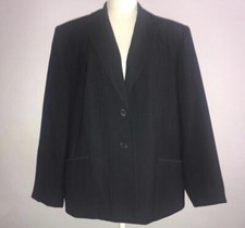 Women  s DressBarn Blazer Jacket Dark Navy Blue Lined Two Front Button Size 16W