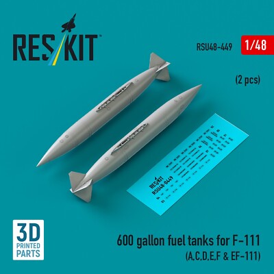 600 gallon fuel tanks for F-111 (A,C,D,E,F & EF-111) 2pcs Scale 1:48 RSU48-0449