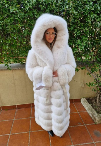 JACKET POLAR FOX FUR COAT FUCHS PELZMANTEL FOURRURE RENARD PELLICCIA VOLPE 狐皮 - Picture 4 of 9