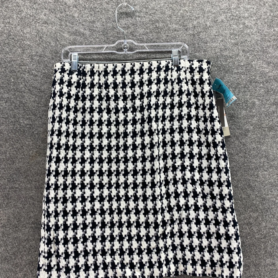 Nueva Falda Josephine Chaus Mujer 12 Negra Cuadros Tweed Forrada Hasta la Rodilla Foto 2 de 4