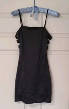 Inspired Hearts Black Satin Cut Out Club Dress