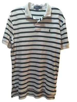 Polo Ralph Lauren striped white blue green polo shirt Mens chest