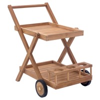 Modern Teak Trolley Cart - Natural - Zm Home on sale Modern Teak Trolley Cart - Natural - Zm Home on sale