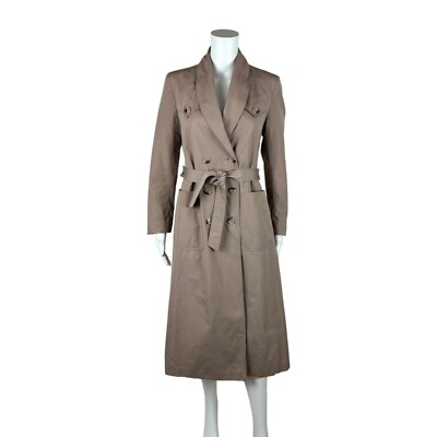 Vintage 70s Trench Coat Women's Medium Taupe Large Pockets Light Jacket 