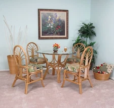 Premium Quality Rattan Dining Furniture 5 Piece Set (Choice of Fabrics)