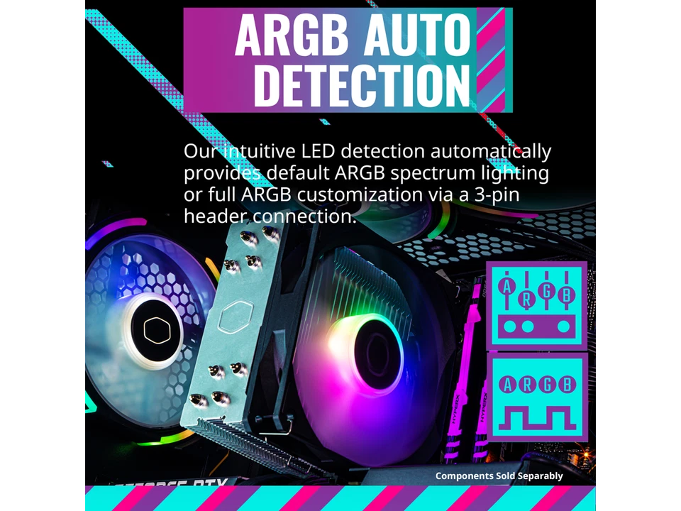 Cooler Master Hyper 212 Spectrum V3 CPU Air Cooler, ARGB Sync, 120mm PWM Fan, 4 - Image 4 of 4