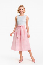 VTG 1950s Bobbie Brooks Pink White Polka Dot Circle Skirt Set Rockabilly XS