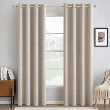 MIULEE 100 Blackout Linen Textured Curtains for Bedroom Solid Thermal Insula...