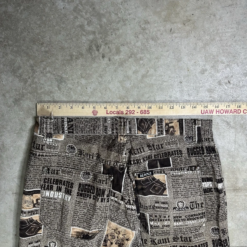 Jeans Vintage Karl Kani Periódico AOP 32x32 Sueltos Hip Hop Rap Y2K Años 90 Foto 4 de 4