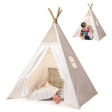 Foldable Teepee Tent For Kids With Mat Door Window For Indoor Outdoor Use