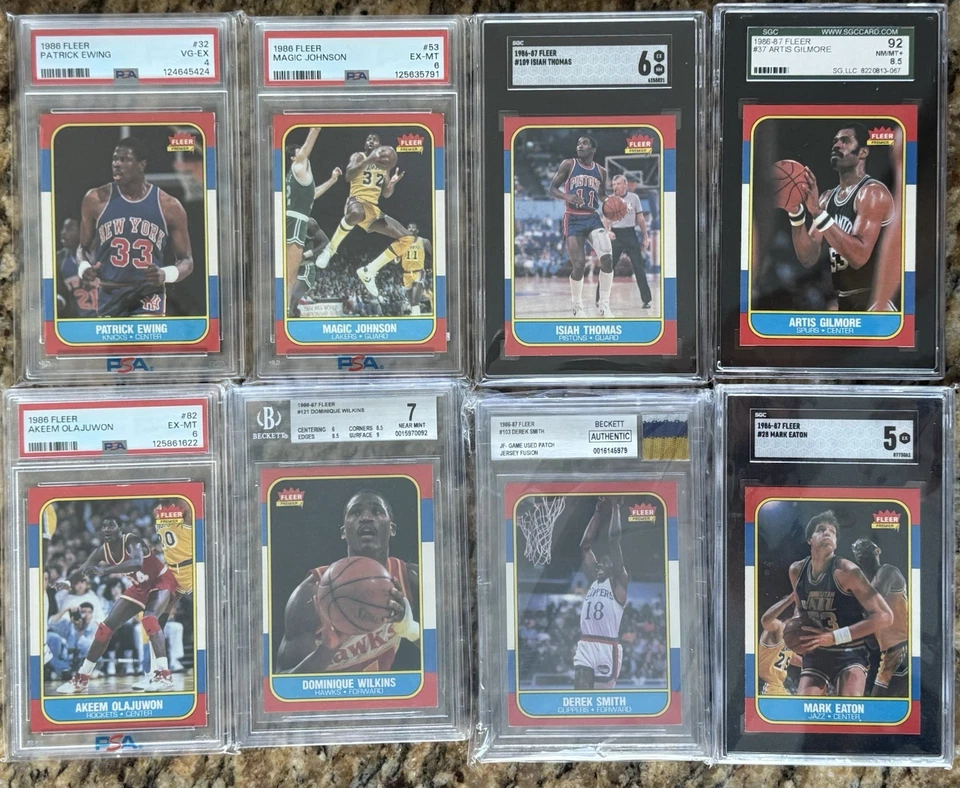 Juego de baloncesto Fleer 1986 sin Michael Jordan con pegatinas PSA BGS SGC ---11 calificado Foto 2 de 4