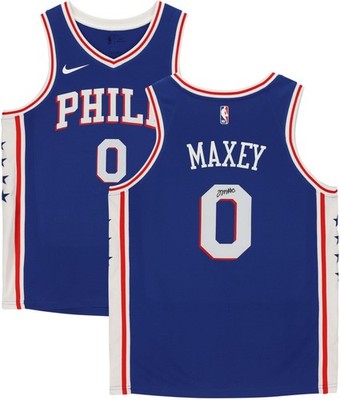 Tyrese Maxey Philadelphia 76ers Signed Blue Icon Nike Swingman