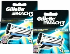 Gillette Mach3 Refill Cartridge Razor Blades for Mach 3, 8 Count