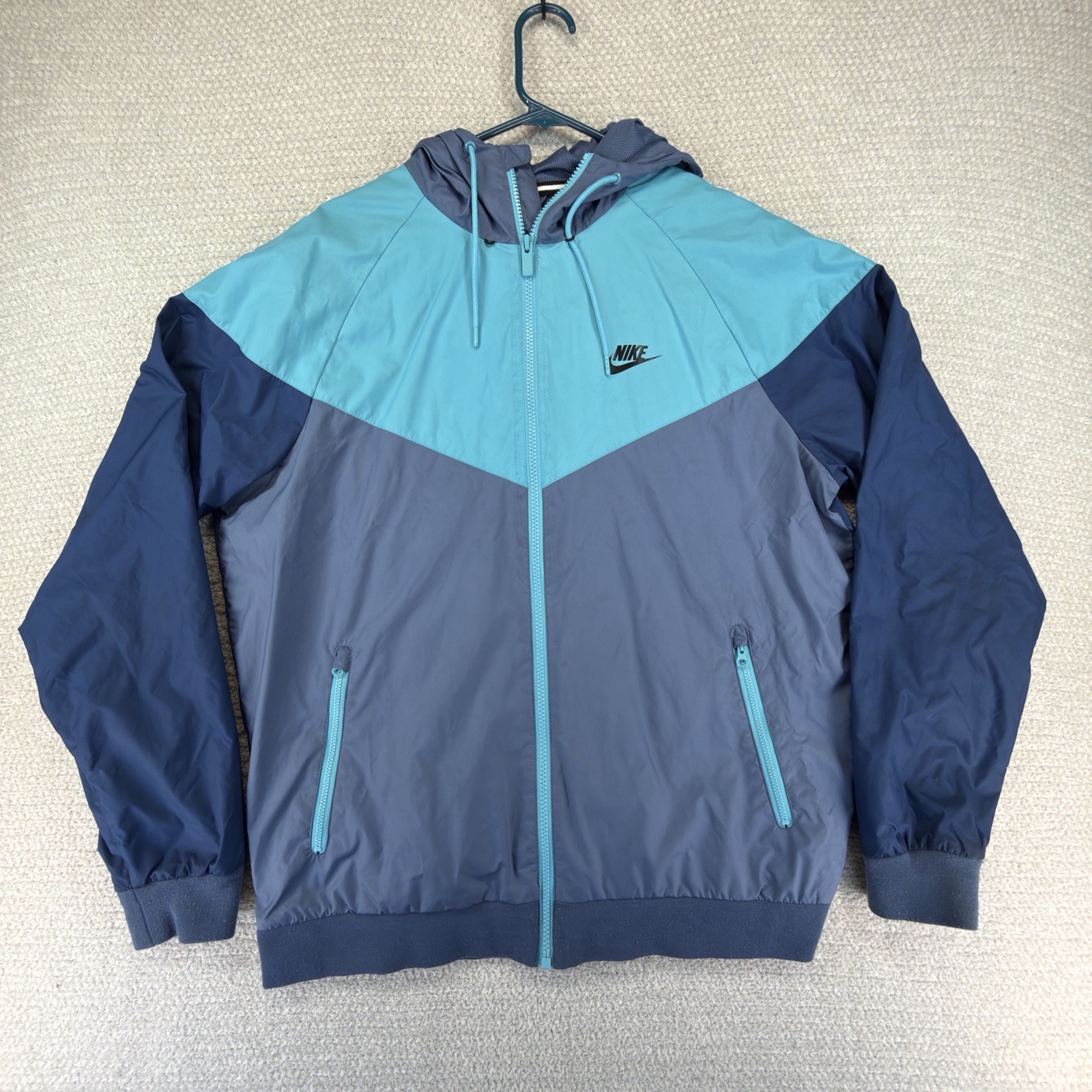 Nike Sportswear Windrunner Jacket Mens Large Blue Colorblock Hooded Full Zip